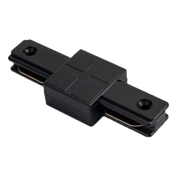 Conector recto monofásico para luminarias en sistema de riel, color negro