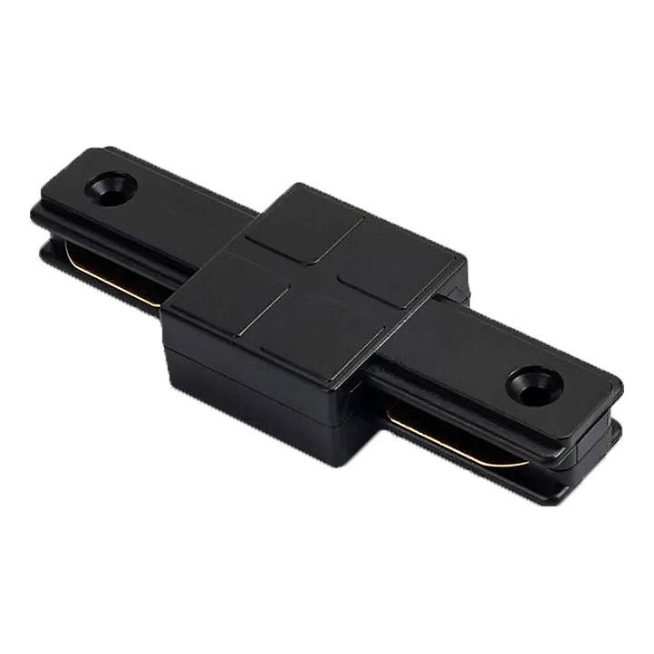 Conector recto monofásico para luminarias en sistema de riel, color negro