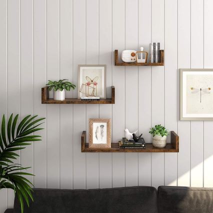 Conjunto de 3 estantes de pared SHELFY, marrón