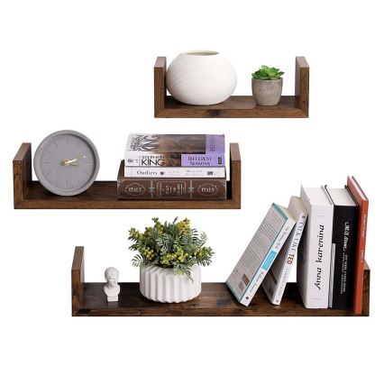 Conjunto de 3 estantes de pared SHELFY, marrón