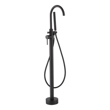 Conjunto de bañera exenta con grifería, 116 cm, negro