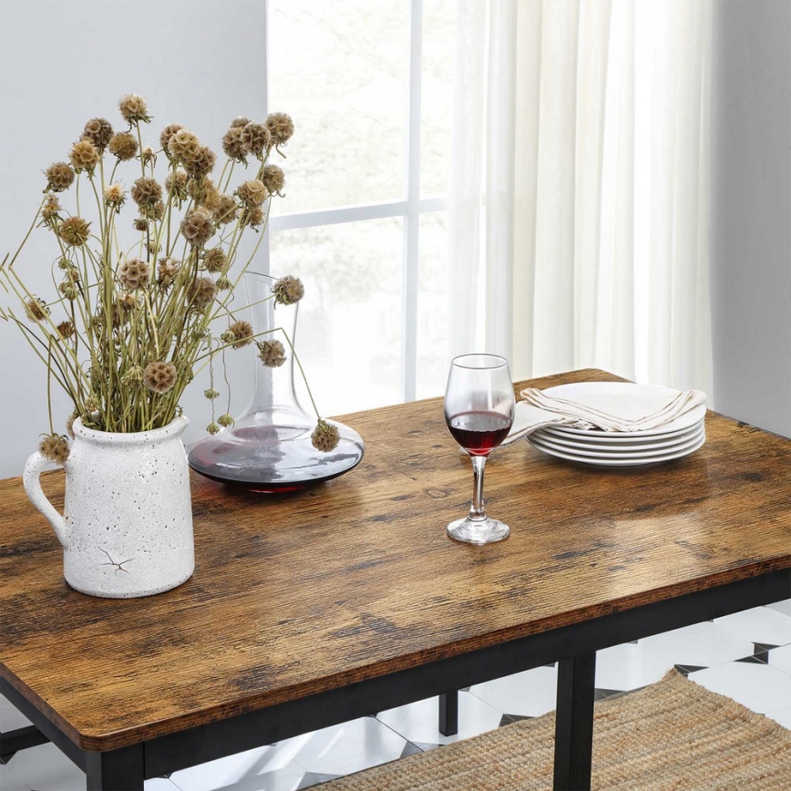 Conjunto de mesa de bar con 2 bancos TREVOR marrón/negro