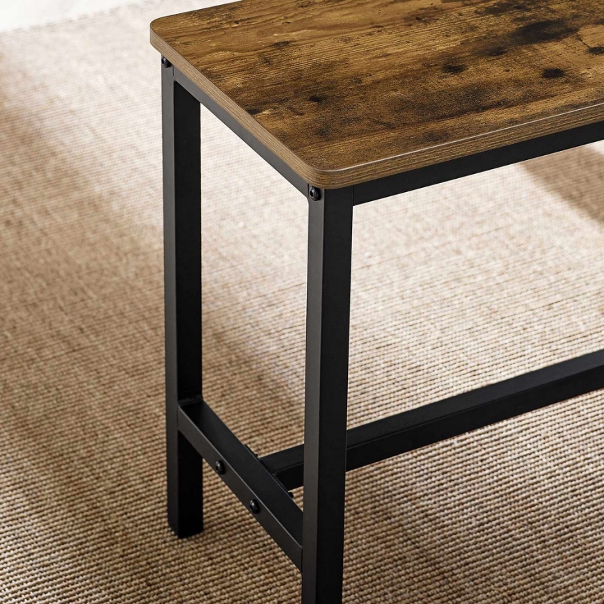 Conjunto de mesa de bar con 2 bancos TREVOR marrón/negro