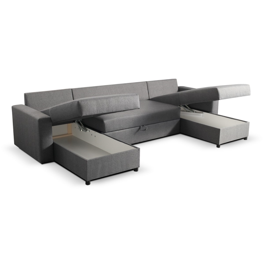 Conjunto de salón en forma de U plegable con espacio de almacenamiento JANISE gris