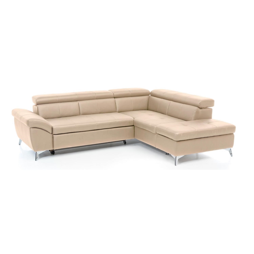 Conjunto de salón esquinero de cuero plegable en forma de L SALERNO II derecho beige