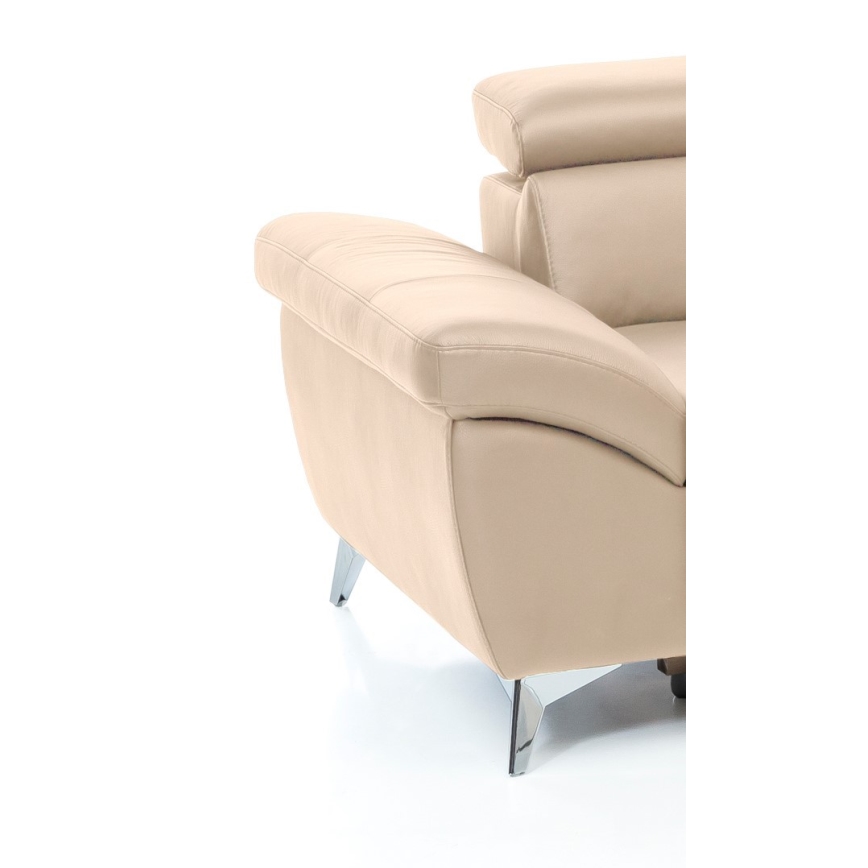 Conjunto de salón esquinero de cuero plegable en forma de L SALERNO II derecho beige