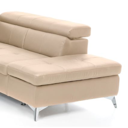 Conjunto de salón esquinero de cuero plegable en forma de L SALERNO II derecho beige
