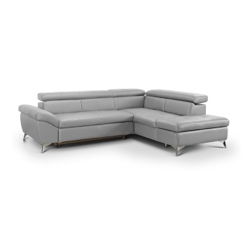 Conjunto de salón esquinero de cuero plegable en forma de L SALERNO II derecho gris