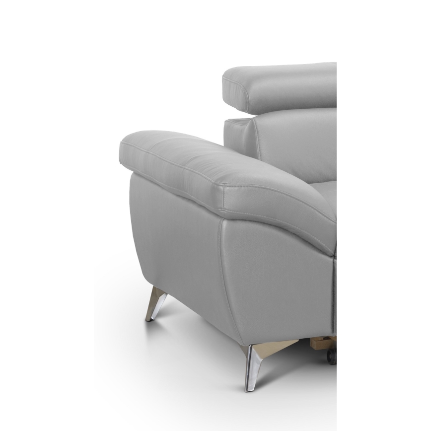 Conjunto de salón esquinero de cuero plegable en forma de L SALERNO II derecho gris