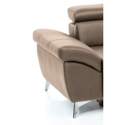 Conjunto de salón esquinero de cuero plegable en forma de L SALERNO II derecho marrón