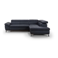 Conjunto de salón esquinero de cuero plegable en forma de L SALERNO II derecho negro