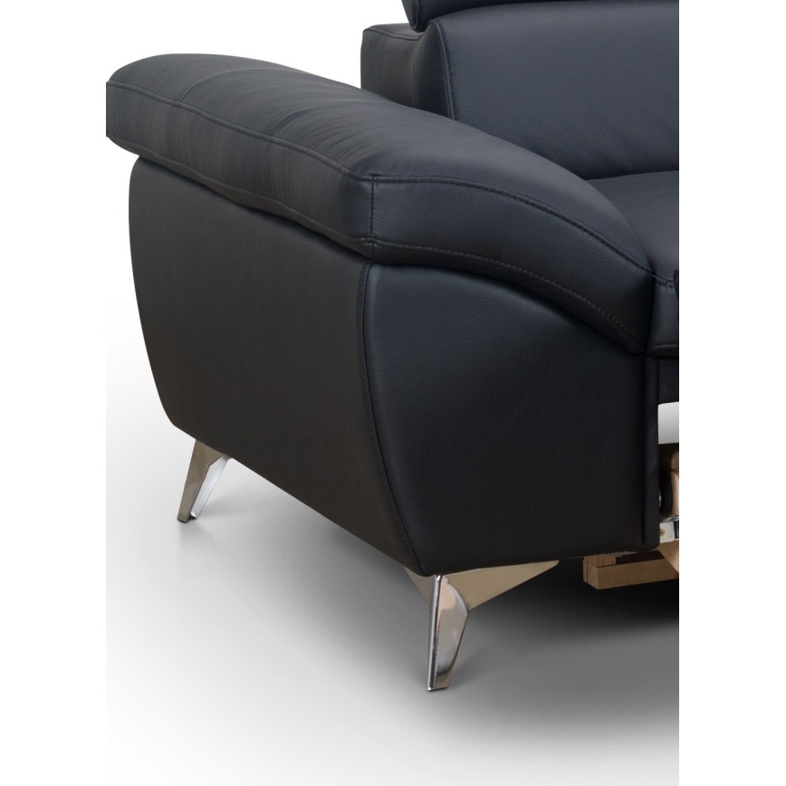 Conjunto de salón esquinero de cuero plegable en forma de L SALERNO II derecho negro
