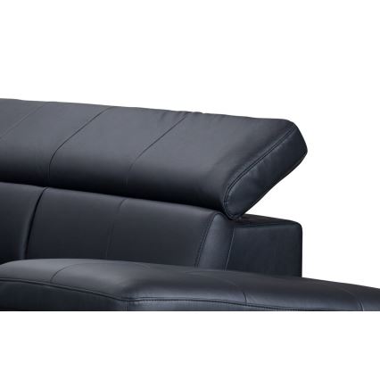 Conjunto de salón esquinero de cuero plegable en forma de L SALERNO II derecho negro