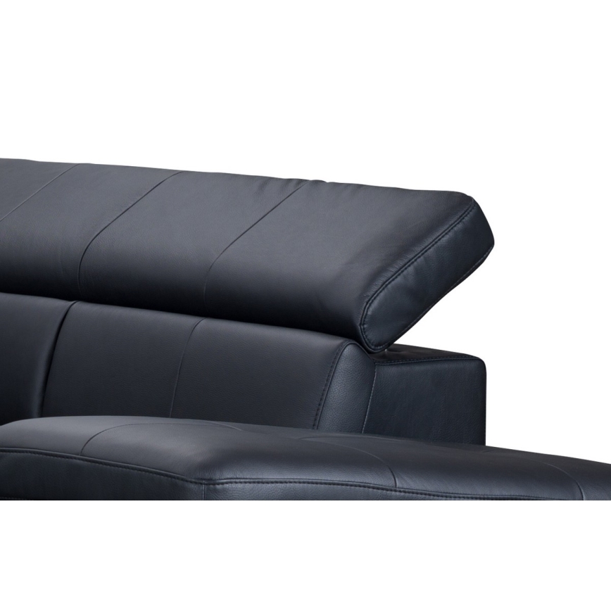 Conjunto de salón esquinero de cuero plegable en forma de L SALERNO II derecho negro
