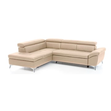 Conjunto de salón esquinero de cuero plegable en forma de L SALERNO II izquierdo beige