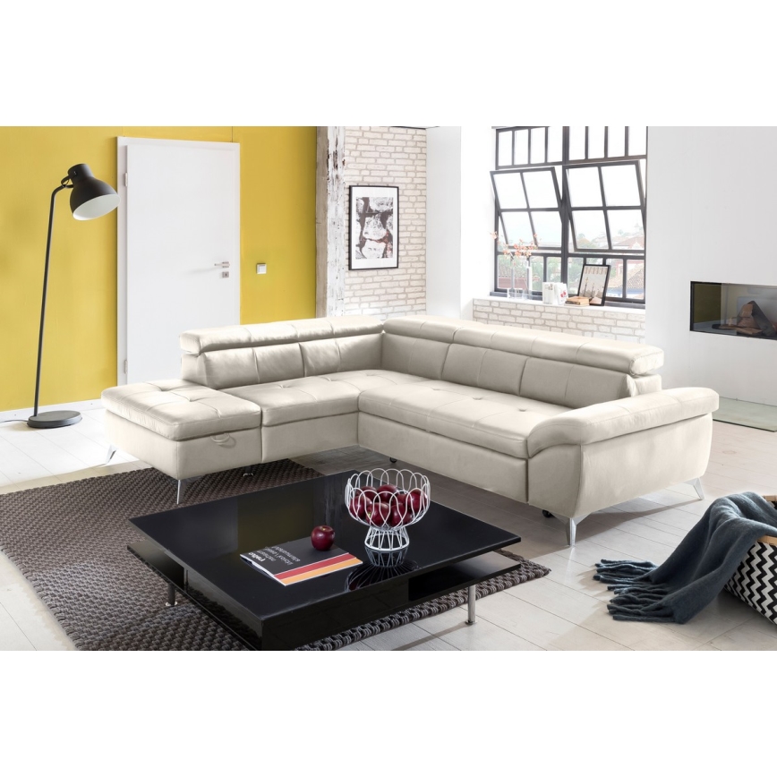 Conjunto de salón esquinero de cuero plegable en forma de L SALERNO II izquierdo beige