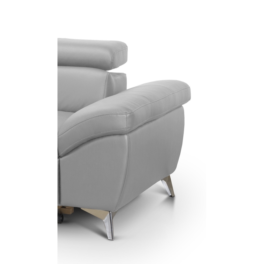Conjunto de salón esquinero de cuero plegable en forma de L SALERNO II izquierdo gris