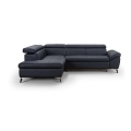 Conjunto de salón esquinero de cuero plegable en forma de L SALERNO II izquierdo negro
