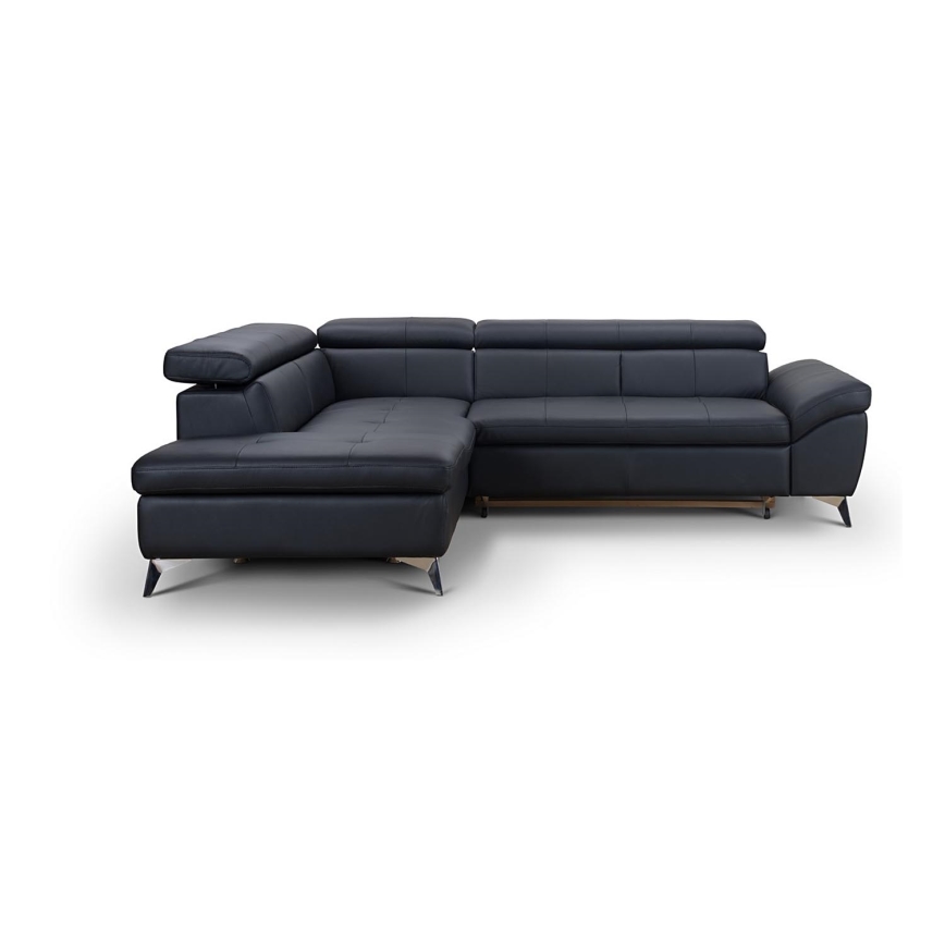 Conjunto de salón esquinero de cuero plegable en forma de L SALERNO II izquierdo negro
