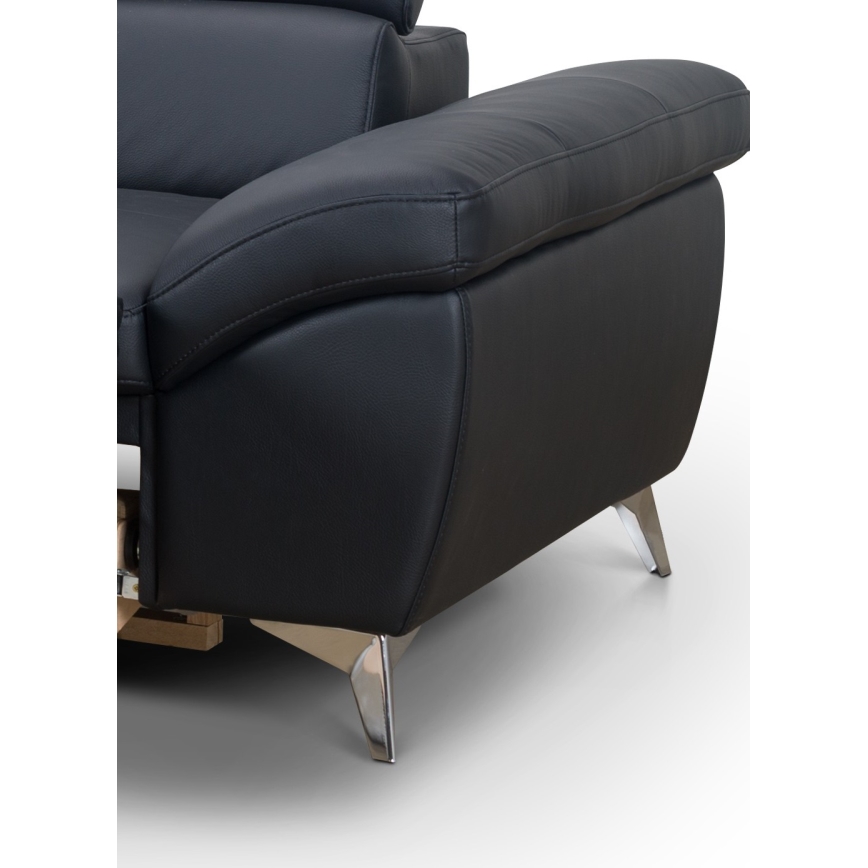 Conjunto de salón esquinero de cuero plegable en forma de L SALERNO II izquierdo negro