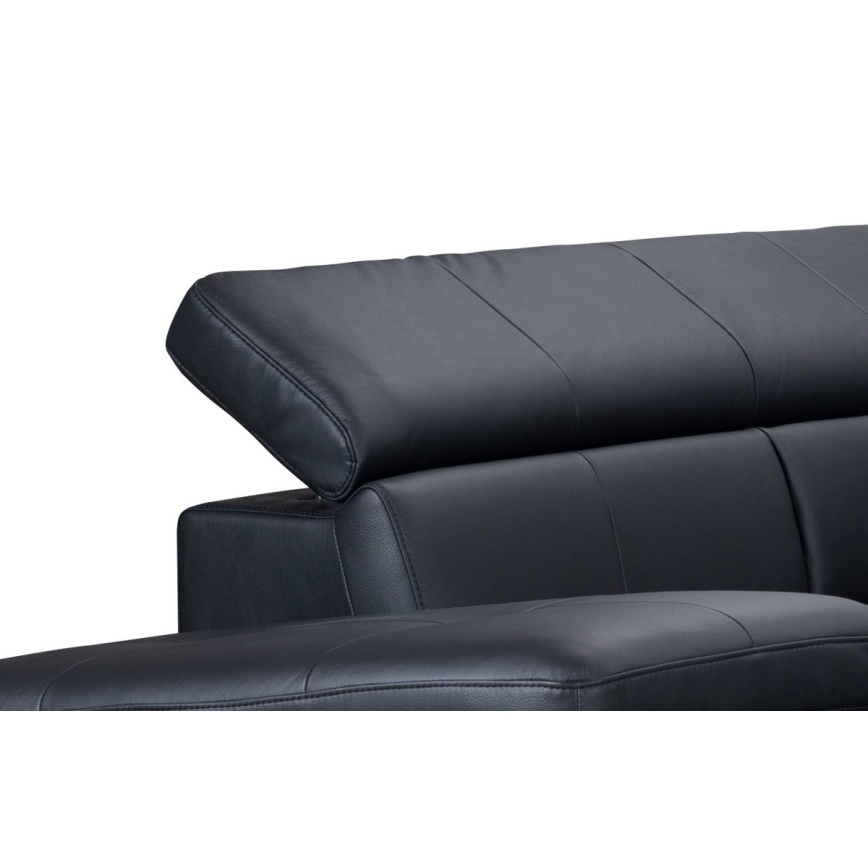 Conjunto de salón esquinero de cuero plegable en forma de L SALERNO II izquierdo negro