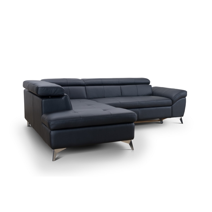 Conjunto de salón esquinero de cuero plegable en forma de L SALERNO II izquierdo negro