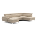 Conjunto de salón esquinero plegable en forma de U con espacio de almacenamiento CATANIA derecho beige