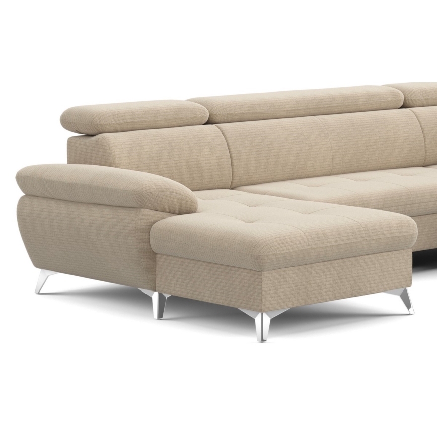 Conjunto de salón esquinero plegable en forma de U con espacio de almacenamiento CATANIA derecho beige