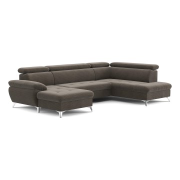Conjunto de salón esquinero plegable en forma de U con espacio de almacenamiento CATANIA derecho marrón