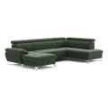 Conjunto de salón esquinero plegable en forma de U con espacio de almacenamiento CATANIA derecho verde