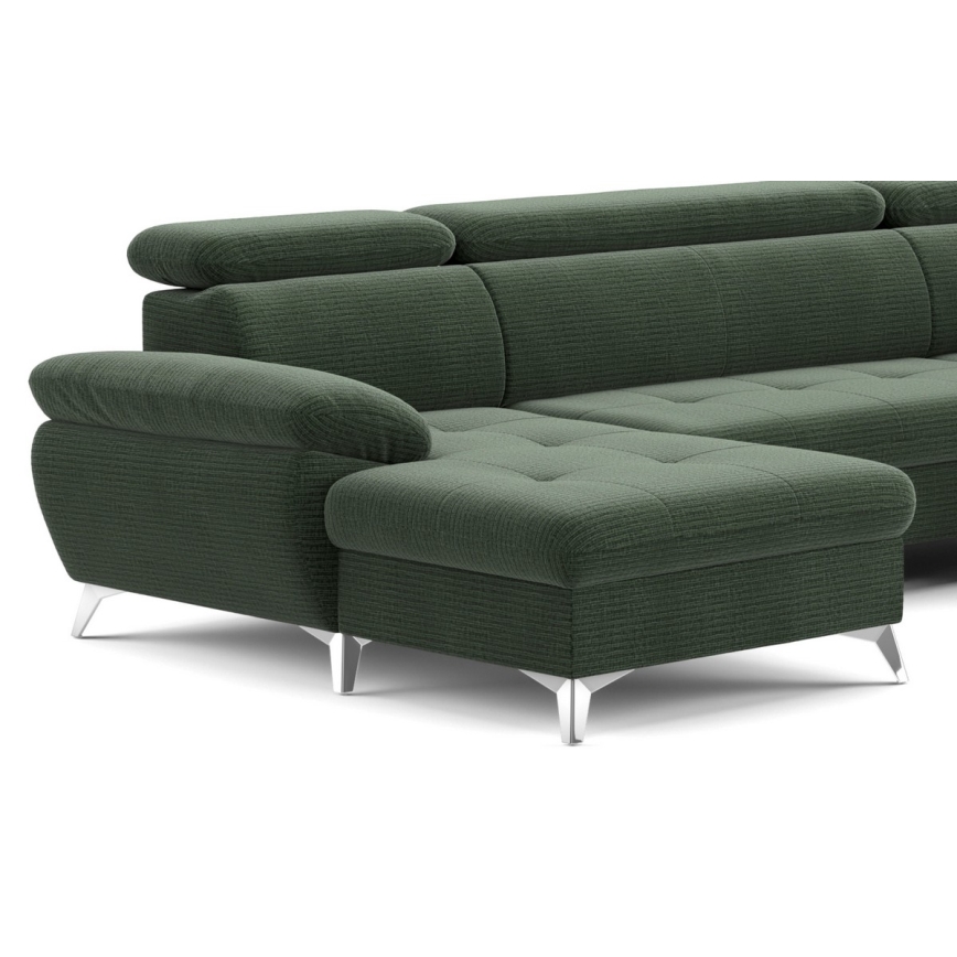 Conjunto de salón esquinero plegable en forma de U con espacio de almacenamiento CATANIA derecho verde