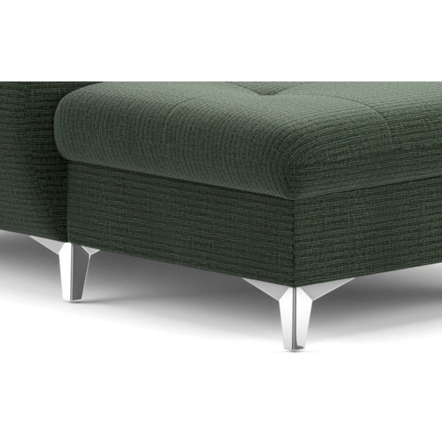 Conjunto de salón esquinero plegable en forma de U con espacio de almacenamiento CATANIA derecho verde