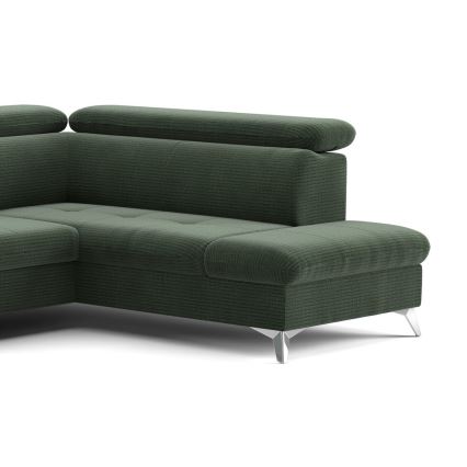 Conjunto de salón esquinero plegable en forma de U con espacio de almacenamiento CATANIA derecho verde