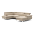 Conjunto de salón esquinero plegable en forma de U con espacio de almacenamiento CATANIA izquierda beige