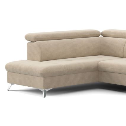 Conjunto de salón esquinero plegable en forma de U con espacio de almacenamiento CATANIA izquierda beige
