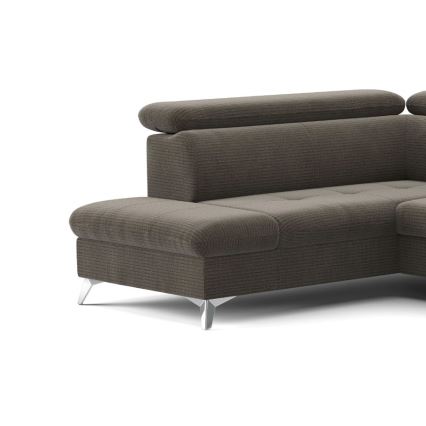 Conjunto de salón esquinero plegable en forma de U con espacio de almacenamiento CATANIA izquierda marrón