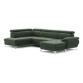 Conjunto de salón esquinero plegable en forma de U con espacio de almacenamiento CATANIA izquierda verde