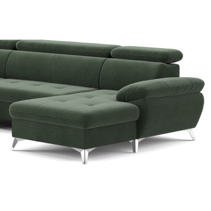 Conjunto de salón esquinero plegable en forma de U con espacio de almacenamiento CATANIA izquierda verde