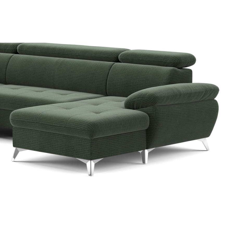 Conjunto de salón esquinero plegable en forma de U con espacio de almacenamiento CATANIA izquierda verde