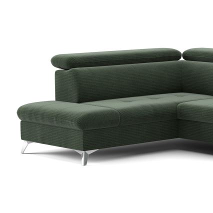 Conjunto de salón esquinero plegable en forma de U con espacio de almacenamiento CATANIA izquierda verde