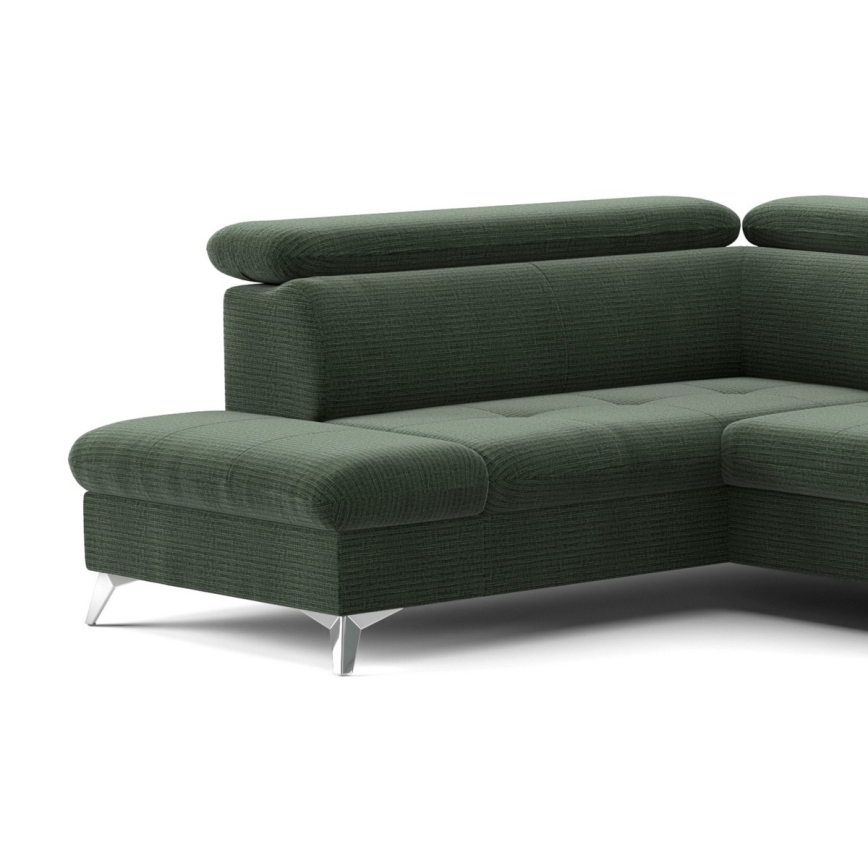Conjunto de salón esquinero plegable en forma de U con espacio de almacenamiento CATANIA izquierda verde