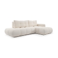Conjunto de salón esquinero tapizado en forma de L plegable con espacio de almacenamiento ALMADA derecho beige claro