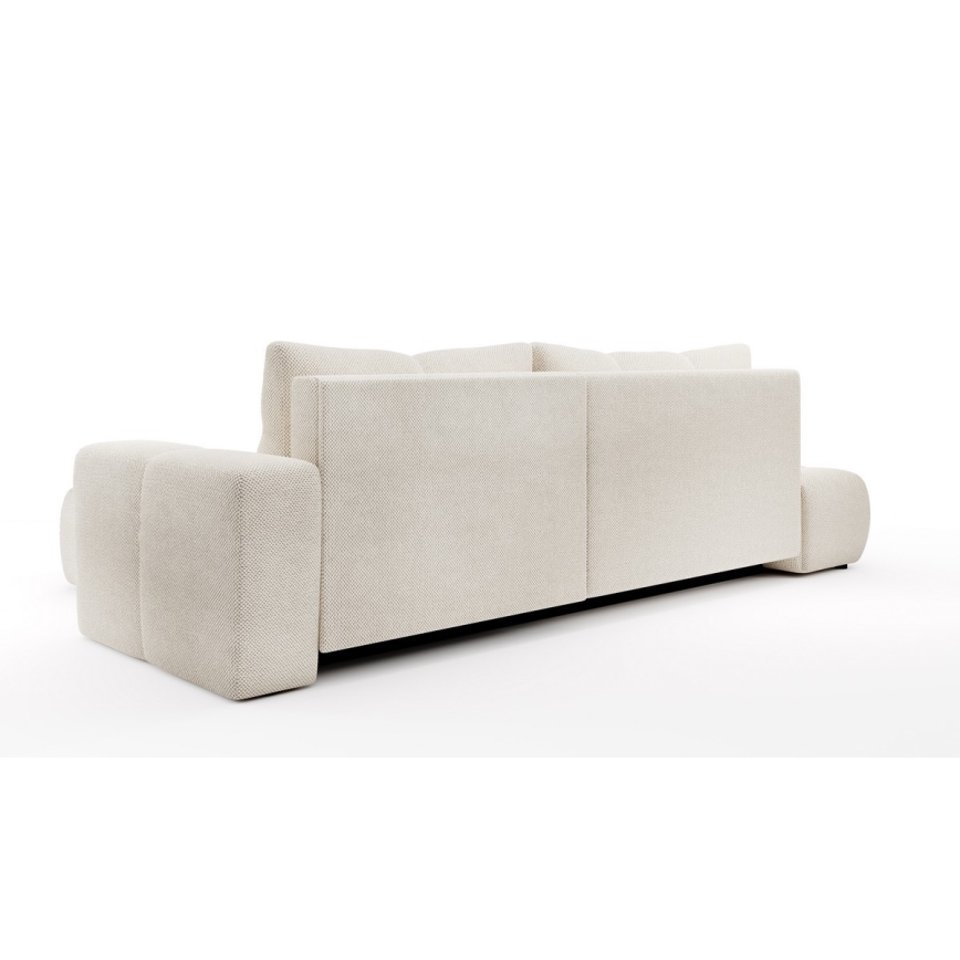 Conjunto de salón esquinero tapizado en forma de L plegable con espacio de almacenamiento ALMADA derecho beige claro