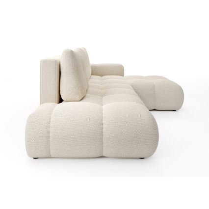 Conjunto de salón esquinero tapizado en forma de L plegable con espacio de almacenamiento ALMADA derecho beige claro