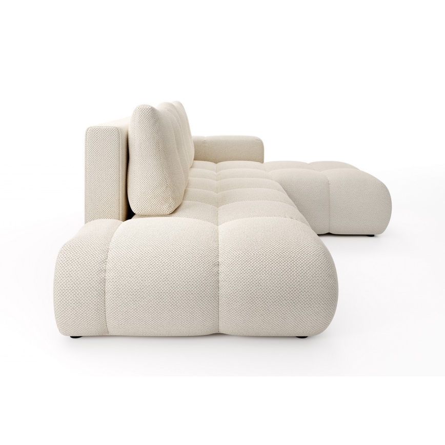 Conjunto de salón esquinero tapizado en forma de L plegable con espacio de almacenamiento ALMADA derecho beige claro