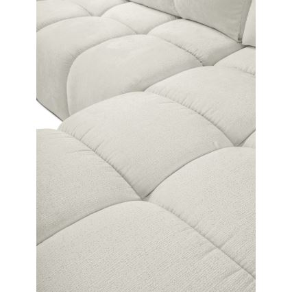 Conjunto de salón esquinero tapizado en forma de L plegable con espacio de almacenamiento ALMADA derecho beige
