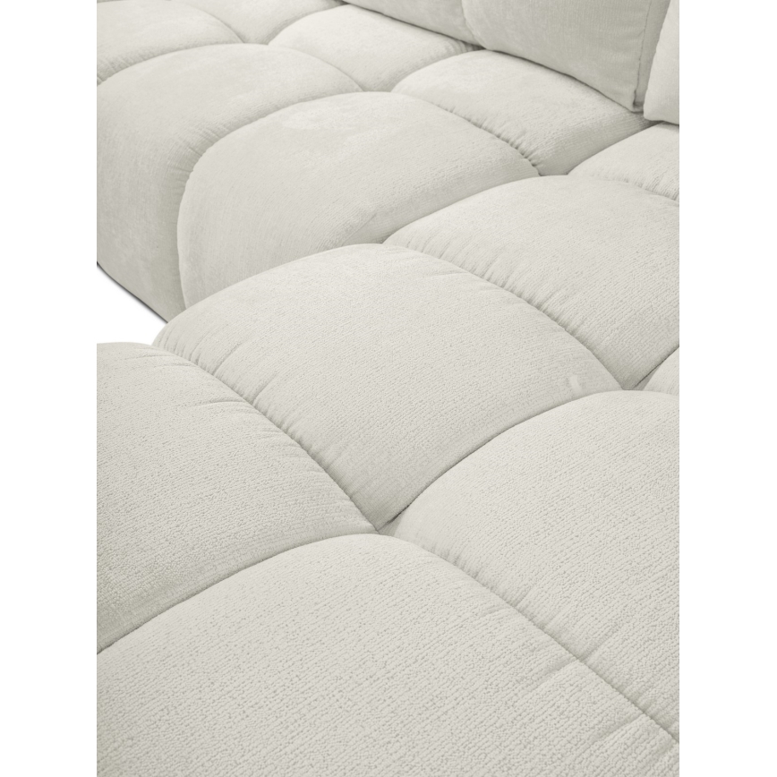 Conjunto de salón esquinero tapizado en forma de L plegable con espacio de almacenamiento ALMADA derecho beige
