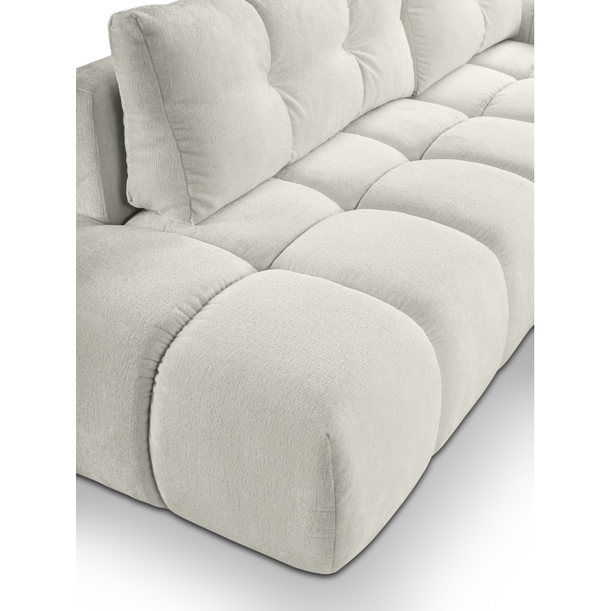 Conjunto de salón esquinero tapizado en forma de L plegable con espacio de almacenamiento ALMADA derecho beige