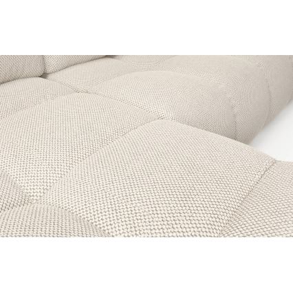Conjunto de salón esquinero tapizado en forma de L plegable con espacio de almacenamiento ALMADA izquierda beige claro