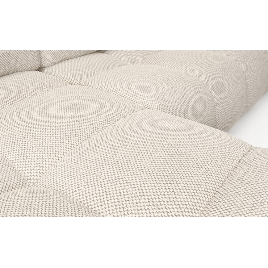 Conjunto de salón esquinero tapizado en forma de L plegable con espacio de almacenamiento ALMADA izquierda beige claro